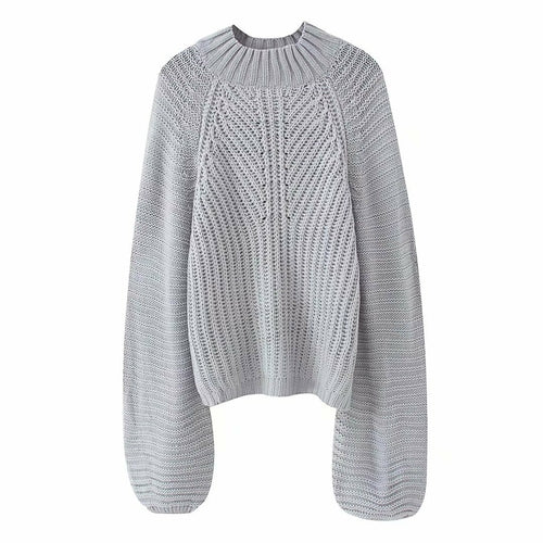 Lantern Sleeve Knitted Sweater