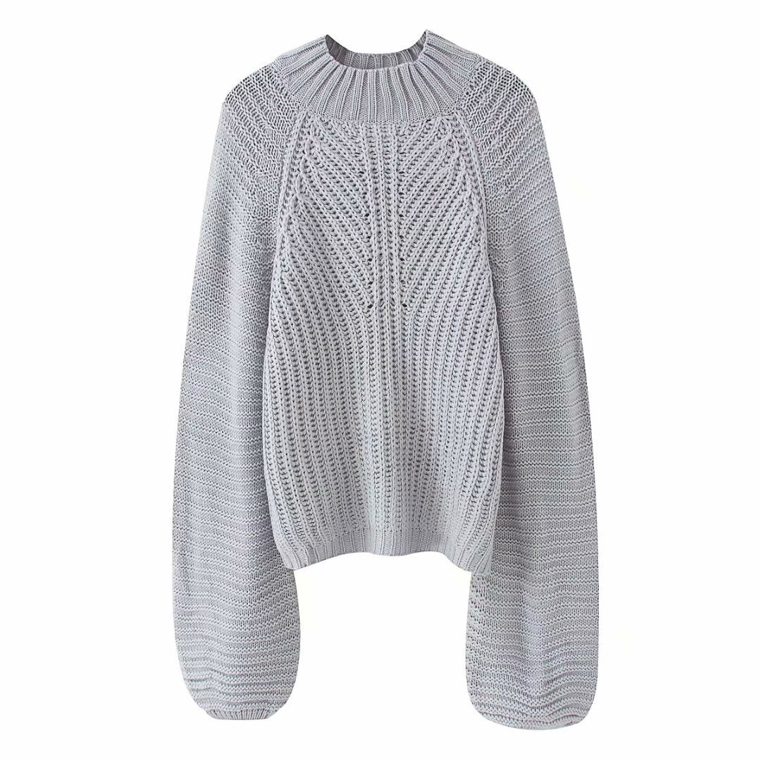 Lantern Sleeve Knitted Sweater