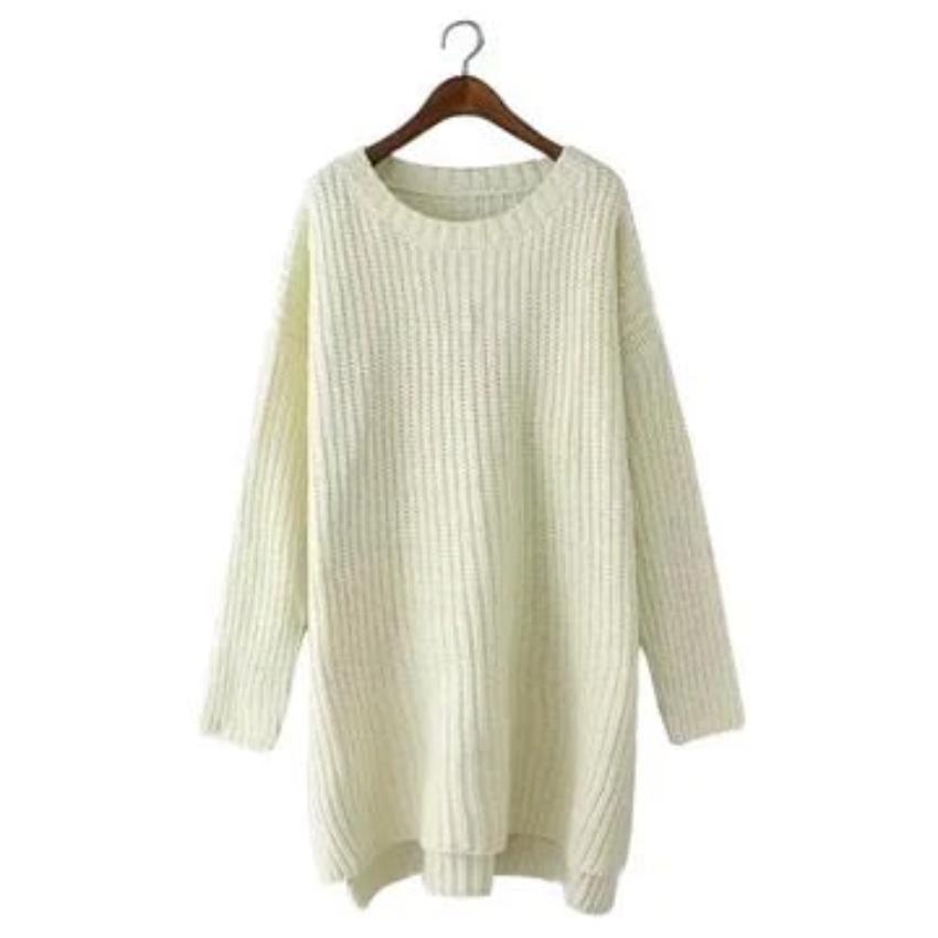 Women's Round Neck Side Slit Knit Sweater