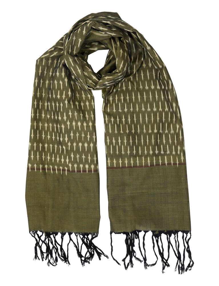 Classic Olive Ikat Scarf