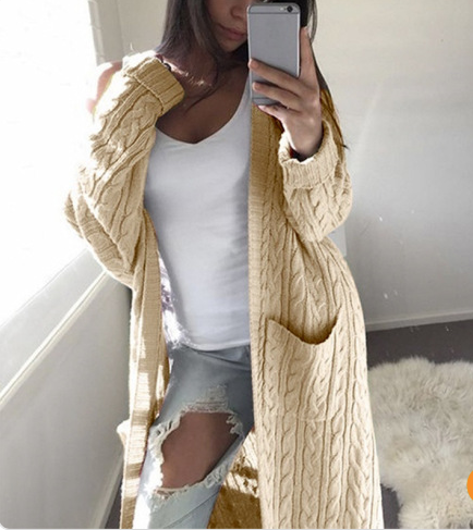 Double pocket full body twist sweater