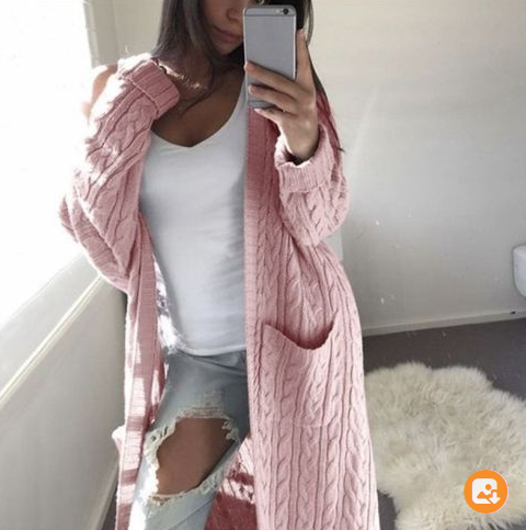 Double pocket full body twist sweater