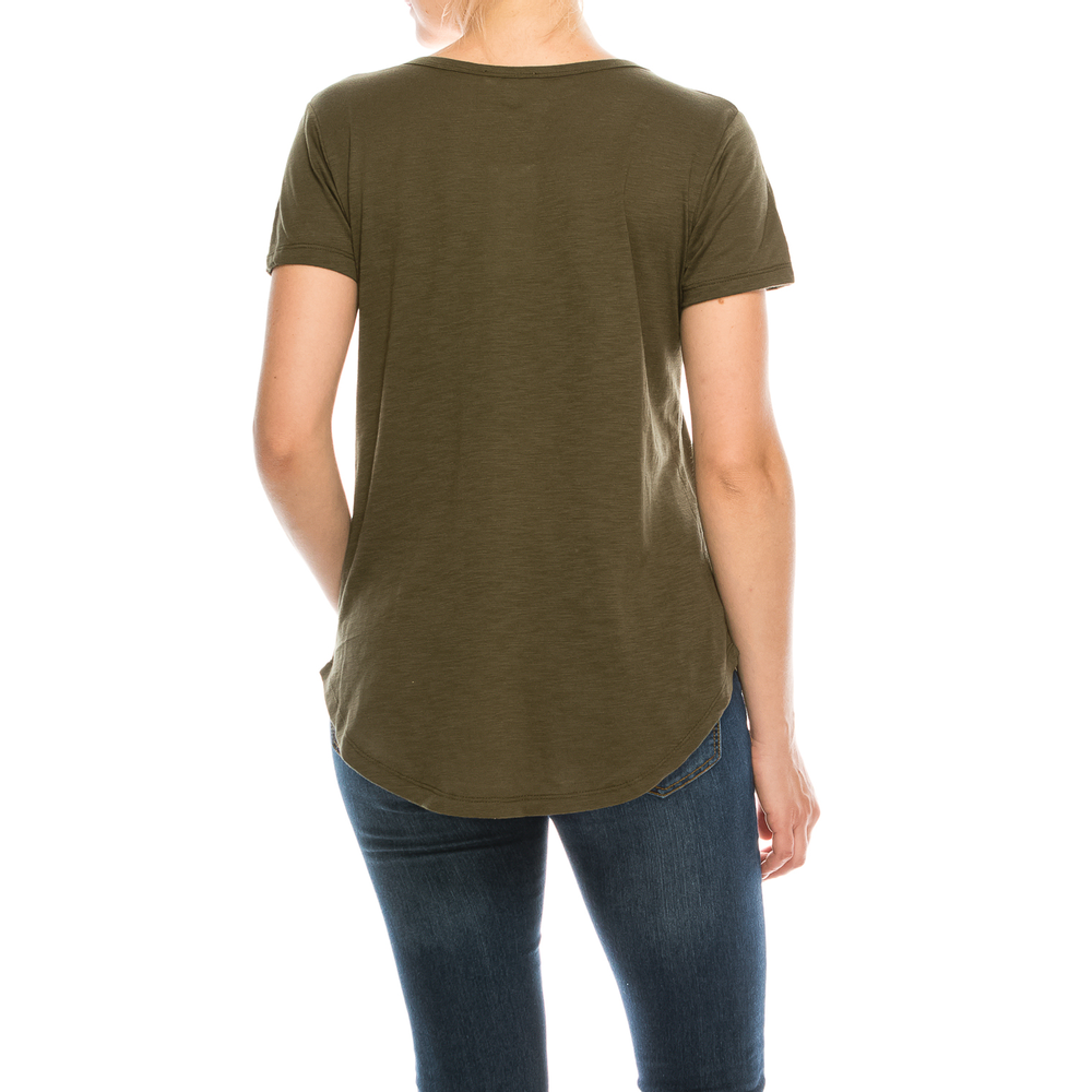 Urban Diction 4 Pack Women's Soft Stretch Scoop Neck Pocket Short Sleeve Tees