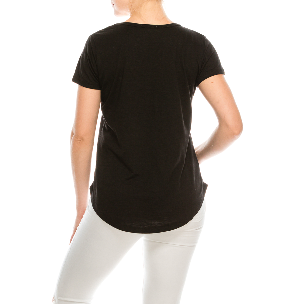 Urban Diction 4 Pack Women's Soft Stretch Scoop Neck Pocket Short Sleeve Tees