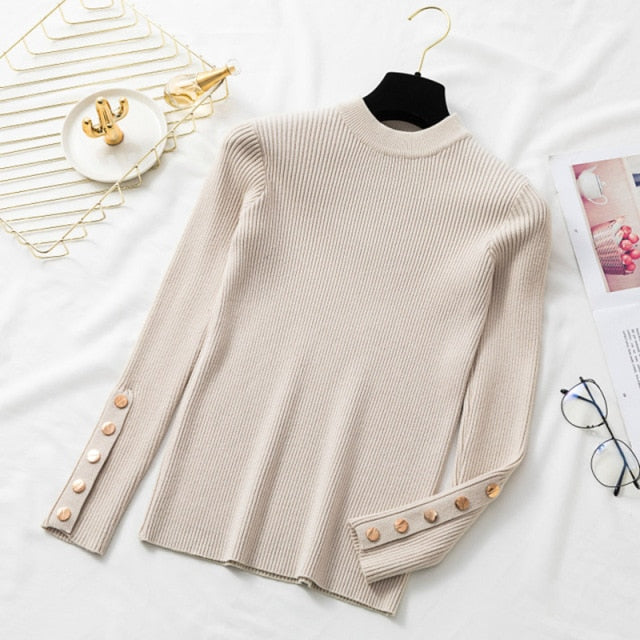 Casual Women's Sweater* Long Sleeve, ButtonS + O-Neck (VARIOUS COLORS)