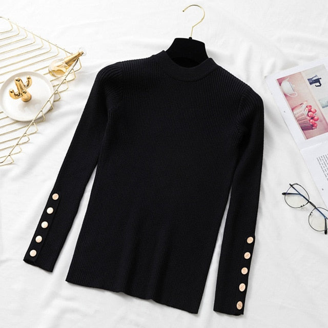 Casual Women's Sweater* Long Sleeve, ButtonS + O-Neck (VARIOUS COLORS)