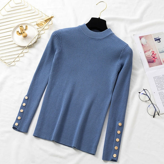 Casual Women's Sweater* Long Sleeve, ButtonS + O-Neck (VARIOUS COLORS)