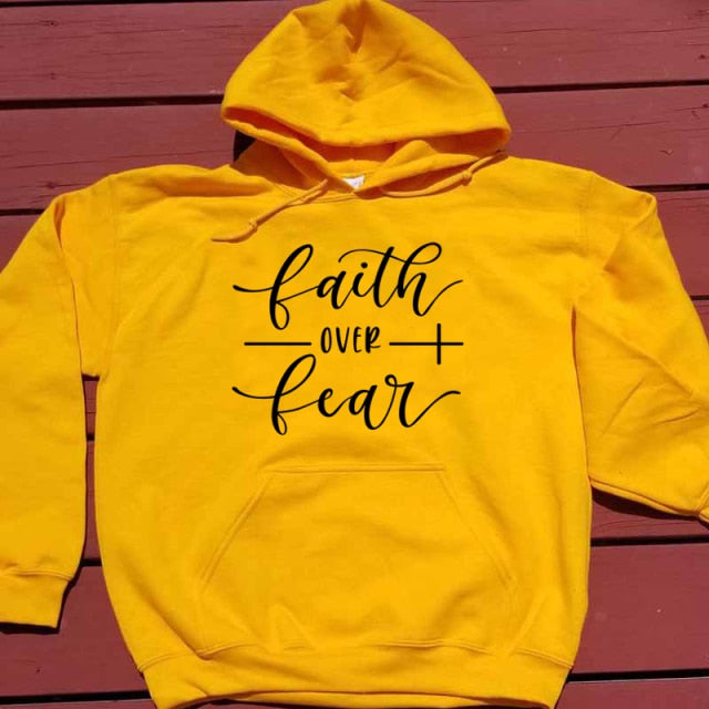 Bible Verse Cotton Crewneck Faith over Fear Christian Hoodie