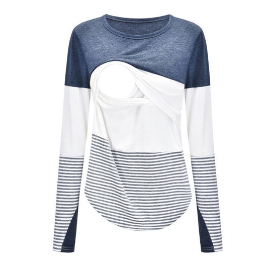 Casual Striped Women Long Sleeve Maternity Top