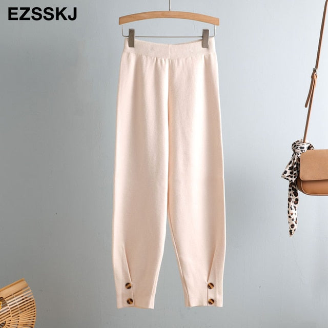 Women's Elastic Waist Knitted Harem Pants