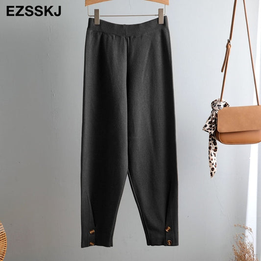 Women's Elastic Waist Knitted Harem Pants