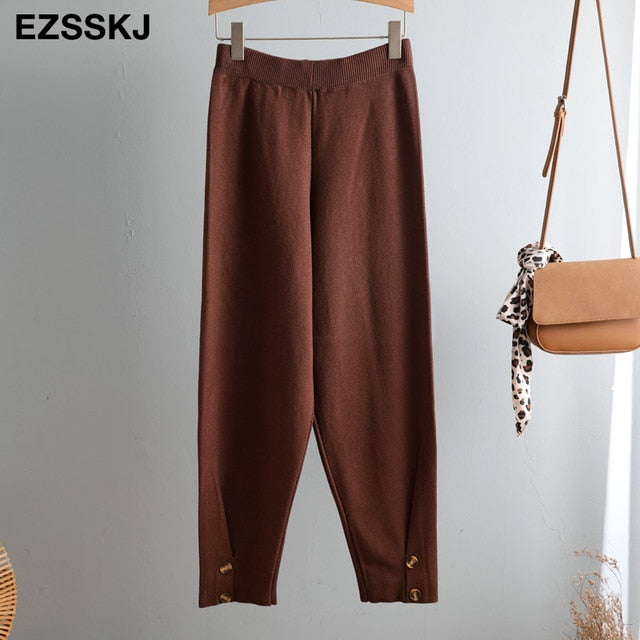 Women's Elastic Waist Knitted Harem Pants