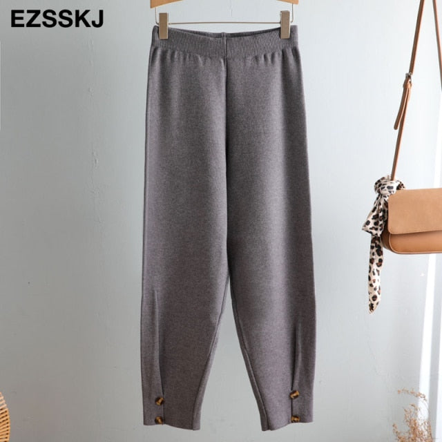Women's Elastic Waist Knitted Harem Pants