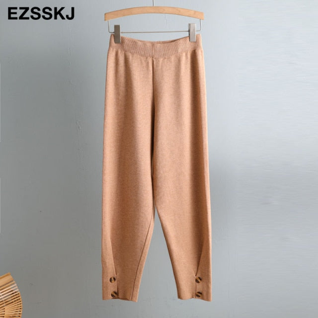 Women's Elastic Waist Knitted Harem Pants