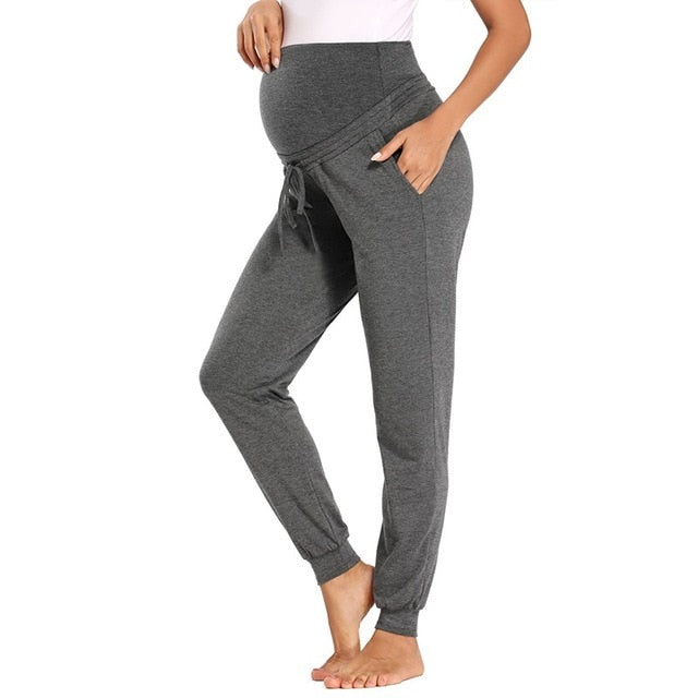 Women's Maternity Active Pants - Drawstring Pregnancy Sweatpants With Pockets