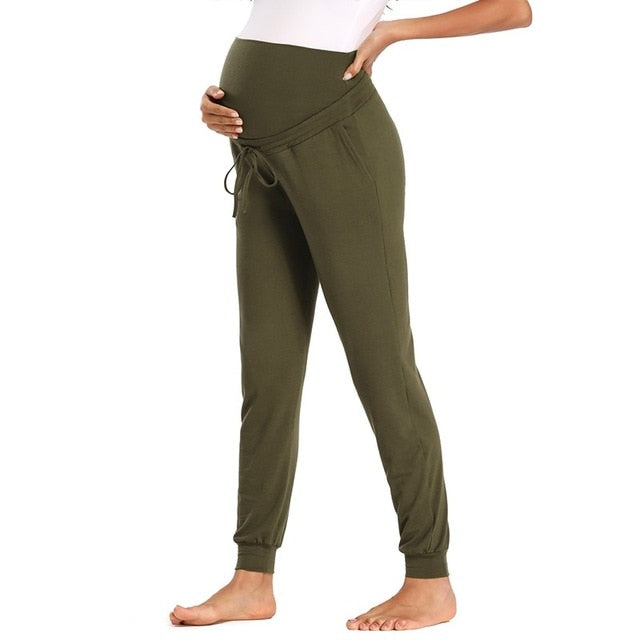 Women's Maternity Active Pants - Drawstring Pregnancy Sweatpants With Pockets
