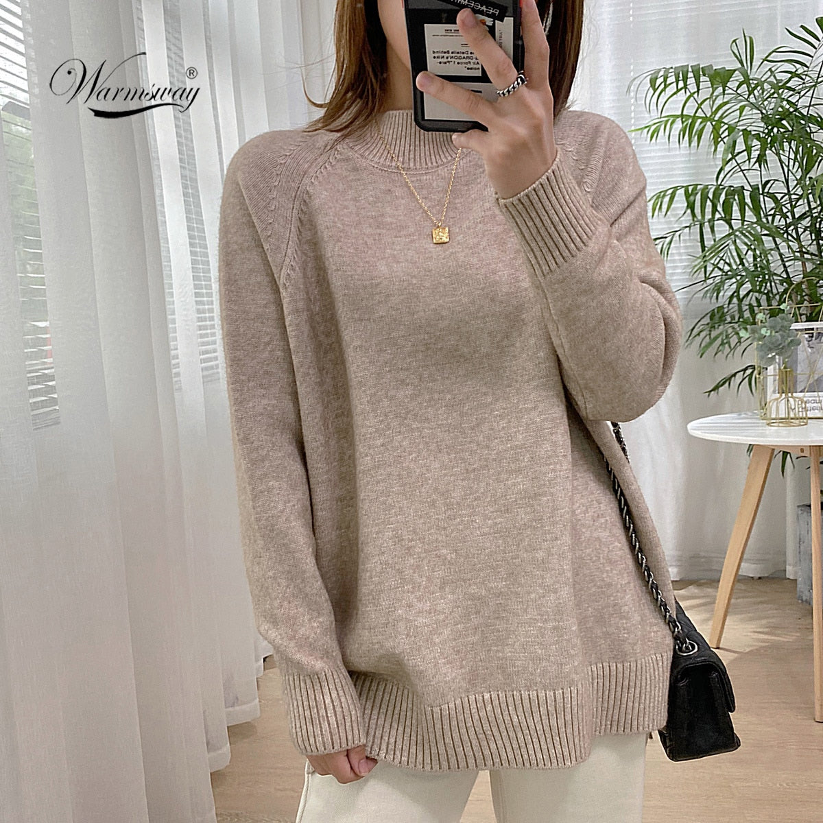 Women's Mock Neck Pullover Sweater (various colors)