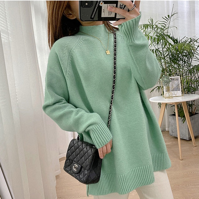 Women's Mock Neck Pullover Sweater (various colors)