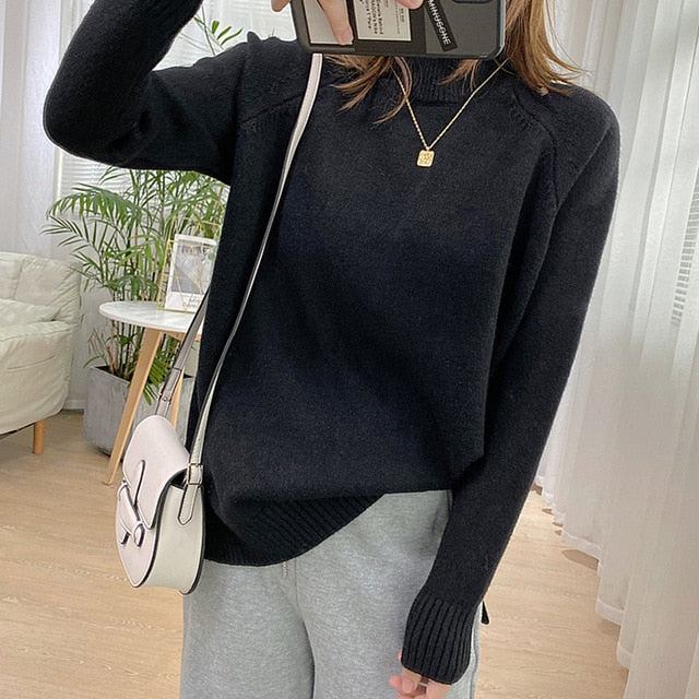 Women's Mock Neck Pullover Sweater (various colors)