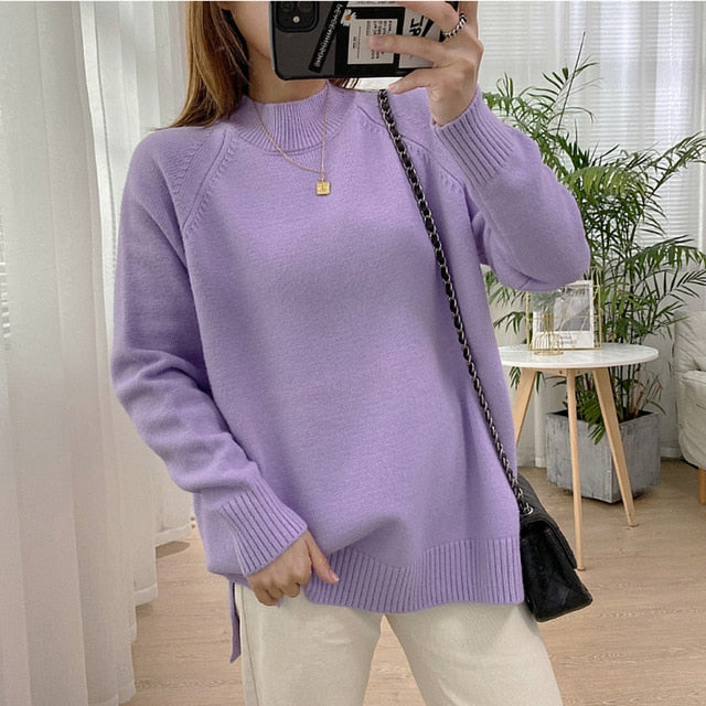 Women's Mock Neck Pullover Sweater (various colors)