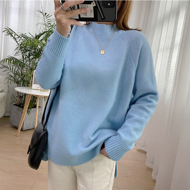 Women's Mock Neck Pullover Sweater (various colors)
