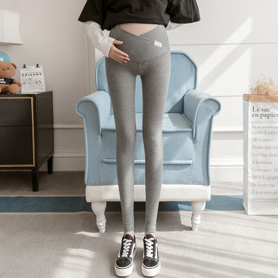 95% Cotton Across ~ Low Waist Belly Maternity Skinny Leggings