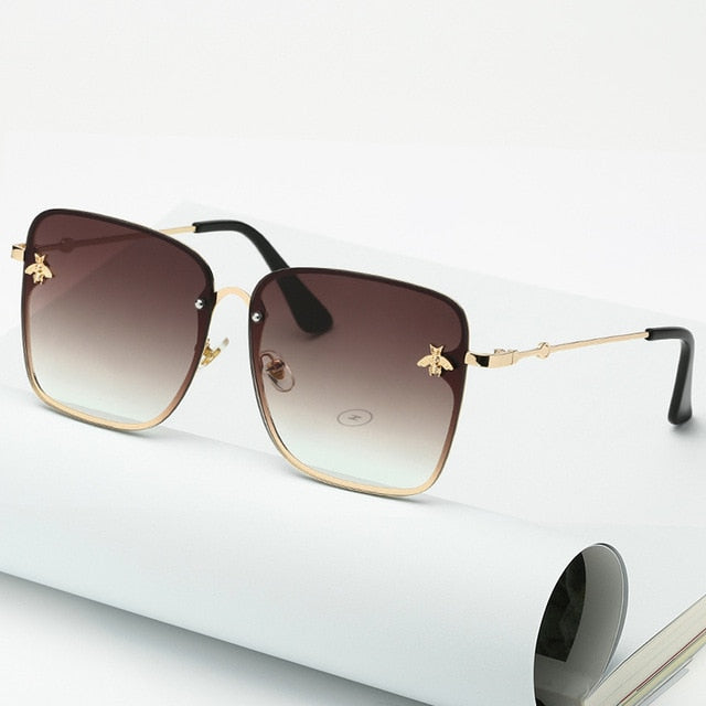Oversized Rimless Square Sunglasses