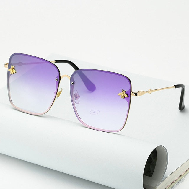 Oversized Rimless Square Sunglasses