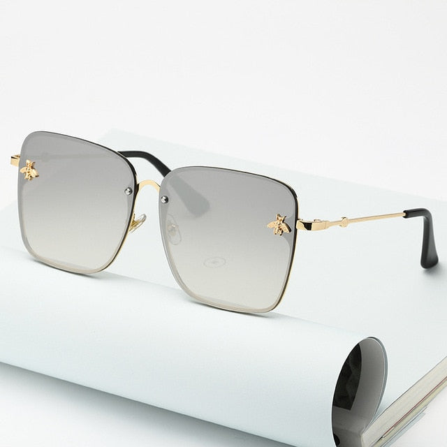 Oversized Rimless Square Sunglasses