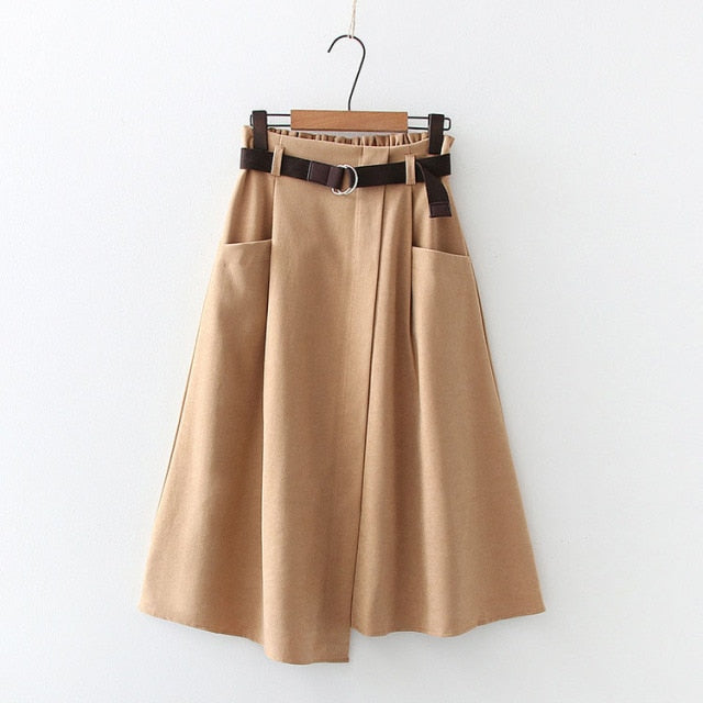 Women's Casual Skirt High Waisted with Pockets