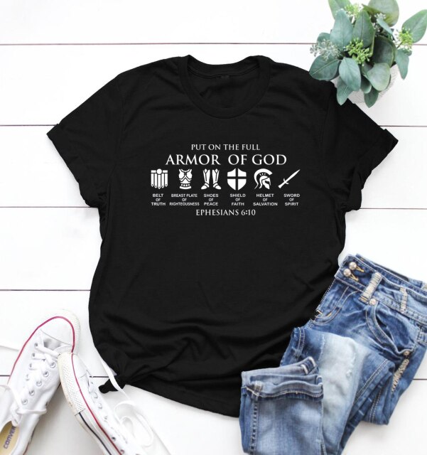 ''Put on The Full Armor of God'' T-Shirt for Women Ephesians (various colors)