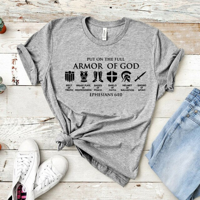 ''Put on The Full Armor of God'' T-Shirt for Women Ephesians (various colors)