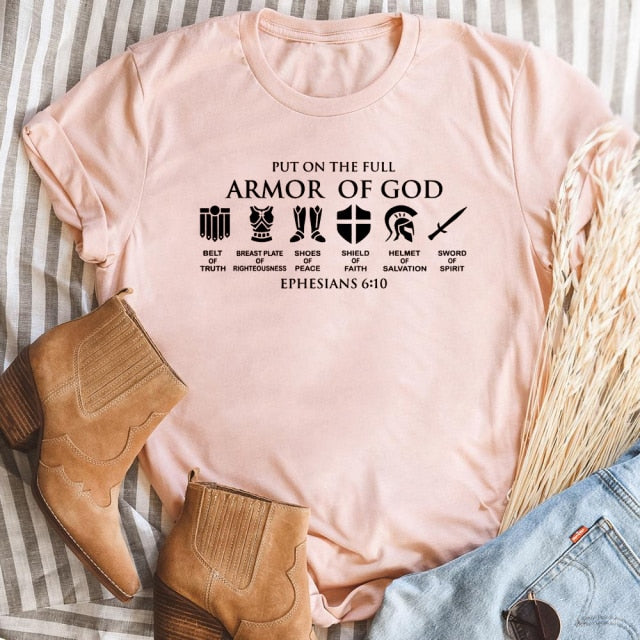 ''Put on The Full Armor of God'' T-Shirt for Women Ephesians (various colors)