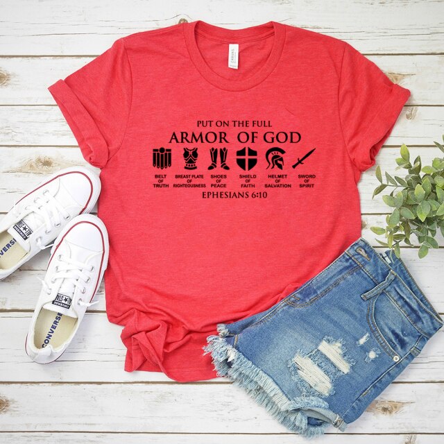 ''Put on The Full Armor of God'' T-Shirt for Women Ephesians (various colors)
