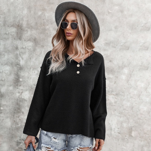 Winter Long Sleeve V Neck Warm Sweater (comes in various colors)