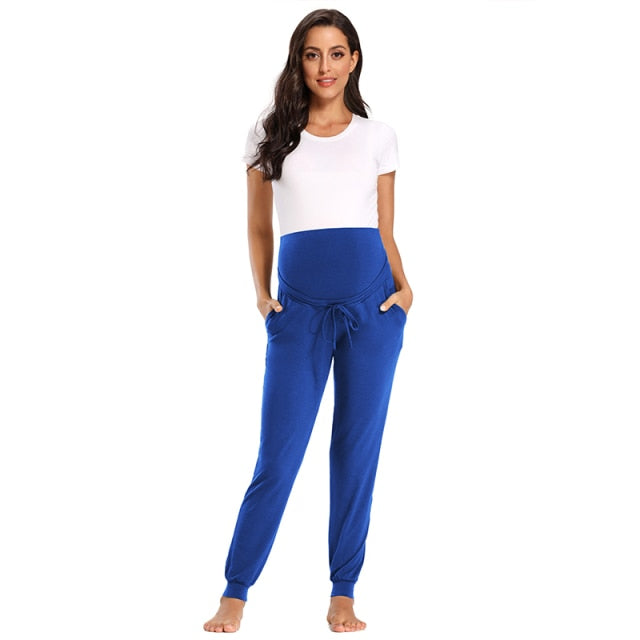 Women's Maternity Active Pants - Drawstring Pregnancy Sweatpants With Pockets