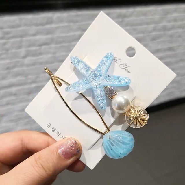 New Women's/Girl's Sea Star Acrylic Hair Clips