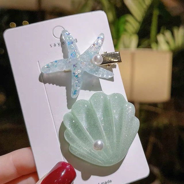 New Women's/Girl's Sea Star Acrylic Hair Clips