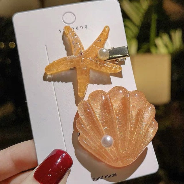 New Women's/Girl's Sea Star Acrylic Hair Clips