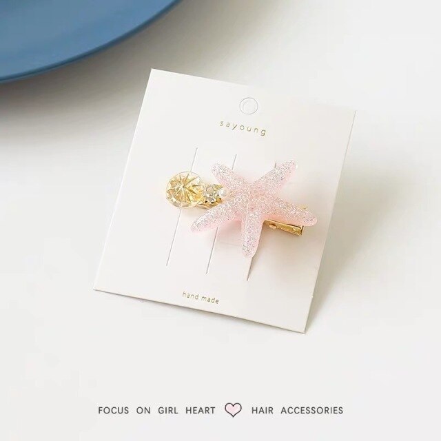 New Women's/Girl's Sea Star Acrylic Hair Clips
