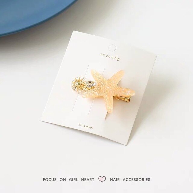 New Women's/Girl's Sea Star Acrylic Hair Clips