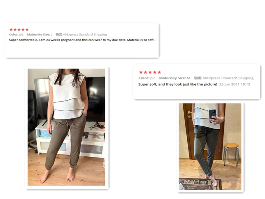 Women's Maternity Active Pants - Drawstring Pregnancy Sweatpants With Pockets