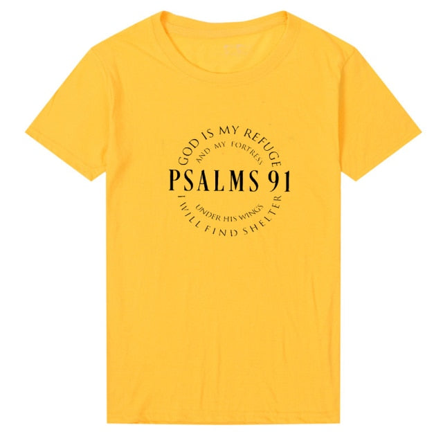 God Is My Refuge Psalms 91 Women's Christian T Shirts (various colors)