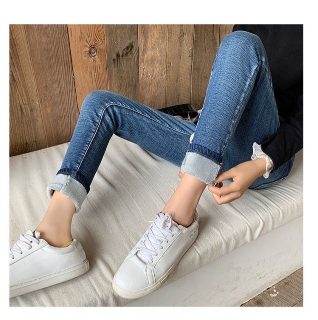 Winter Thick Plus Velvet Women High Waist Skinny Jeans