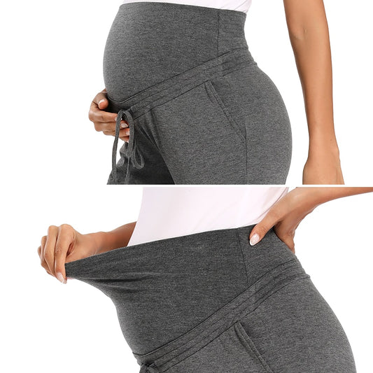 Women's Maternity Active Pants - Drawstring Pregnancy Sweatpants With Pockets