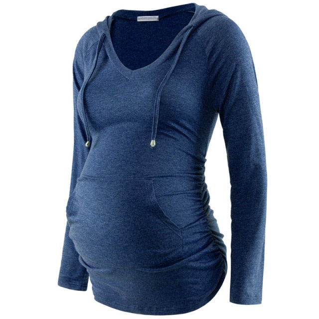 Mommy Maternity Hoodie Long Sleeve Casual Sweatshirts (featuring Kangaroo Pocket)
