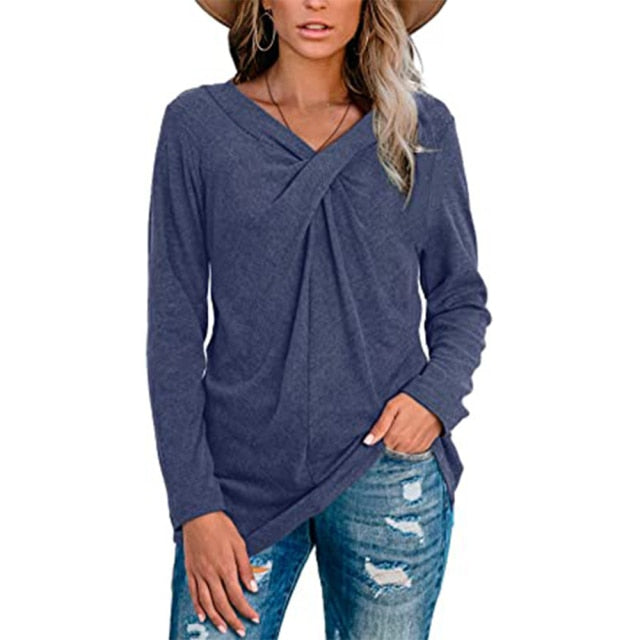 Long Sleeve T-Shirt (Off Shoulder) Solid Color Casual OversizedTop