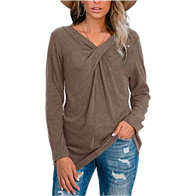 Long Sleeve T-Shirt (Off Shoulder) Solid Color Casual OversizedTop