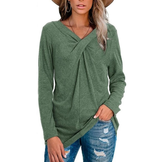 Long Sleeve T-Shirt (Off Shoulder) Solid Color Casual OversizedTop