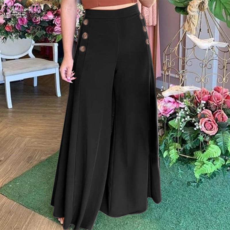 Women's Fashion Fall Pants ZANZEA (Casual Wide Leg Vintage Elastic Waist)